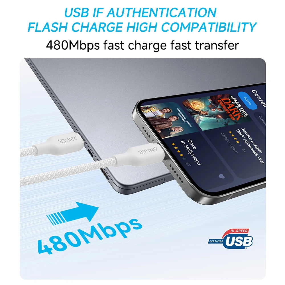 Anker 240W USB-C to USB-C Cable — Bio-Based, Fast Charging, Wide Compatibility