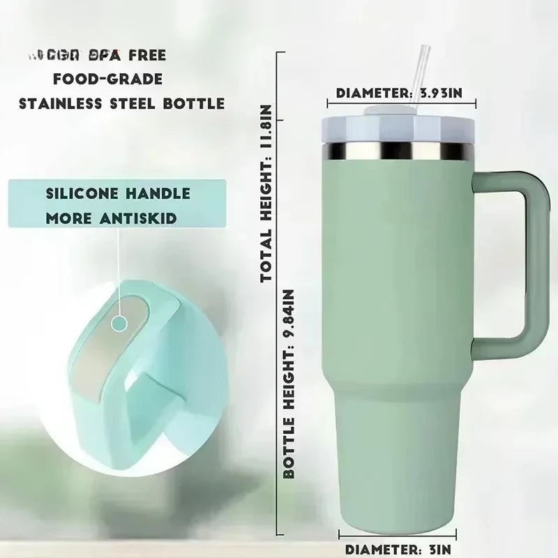 Insulated Tumbler with Handle and Straw Double Wall Thermal Iced Travel Mug for Car & Outdoor Use Perfect Gift for Coffee Lovers
