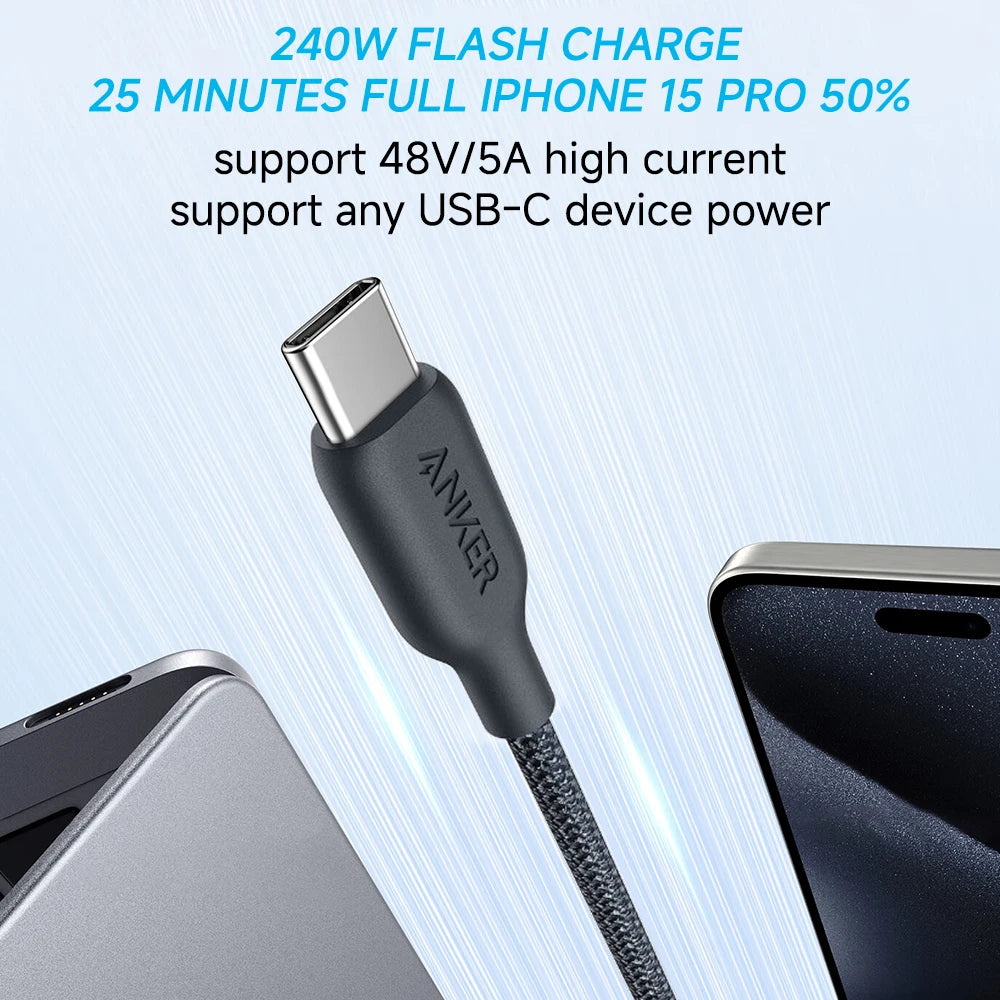 Anker 240W USB-C to USB-C Cable — Bio-Based, Fast Charging, Wide Compatibility