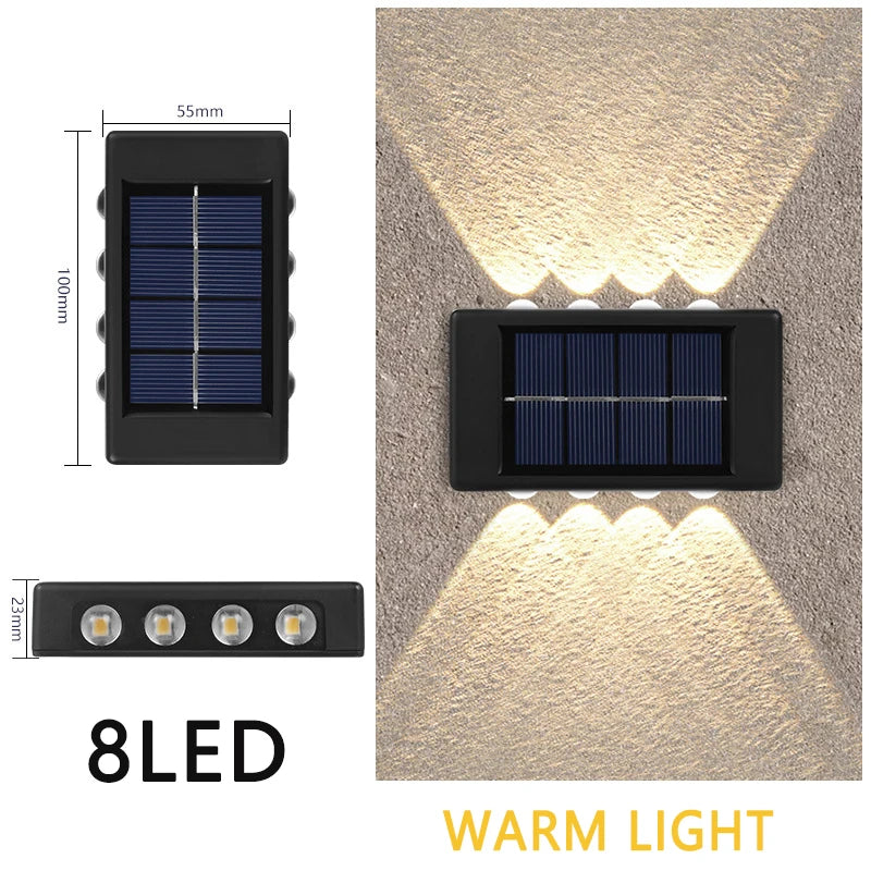 Solar Lights Outdoor 4LED 6LED 8LED Warm Light Waterproof Wall Lamp Up And Down Luminous Garden Decoration Outdoor Lights