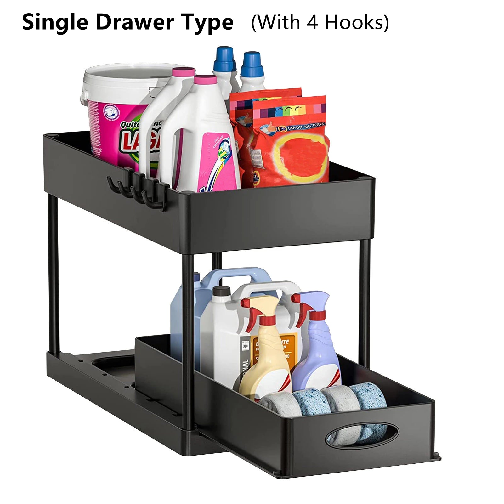 2-Tier Under Sink Sliding Storage Organizer – Pull-Out Kitchen Cabinet Rack