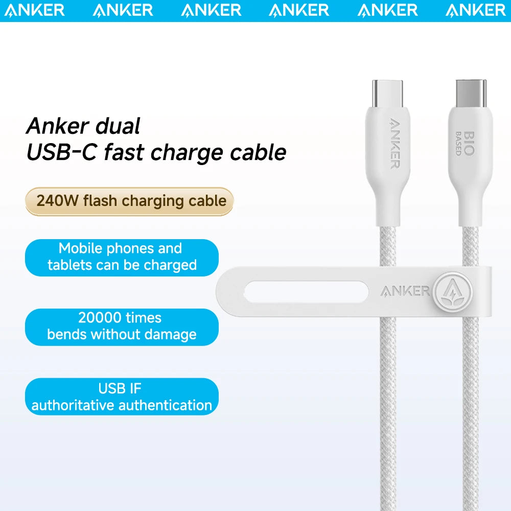 Anker 240W USB-C to USB-C Cable — Bio-Based, Fast Charging, Wide Compatibility