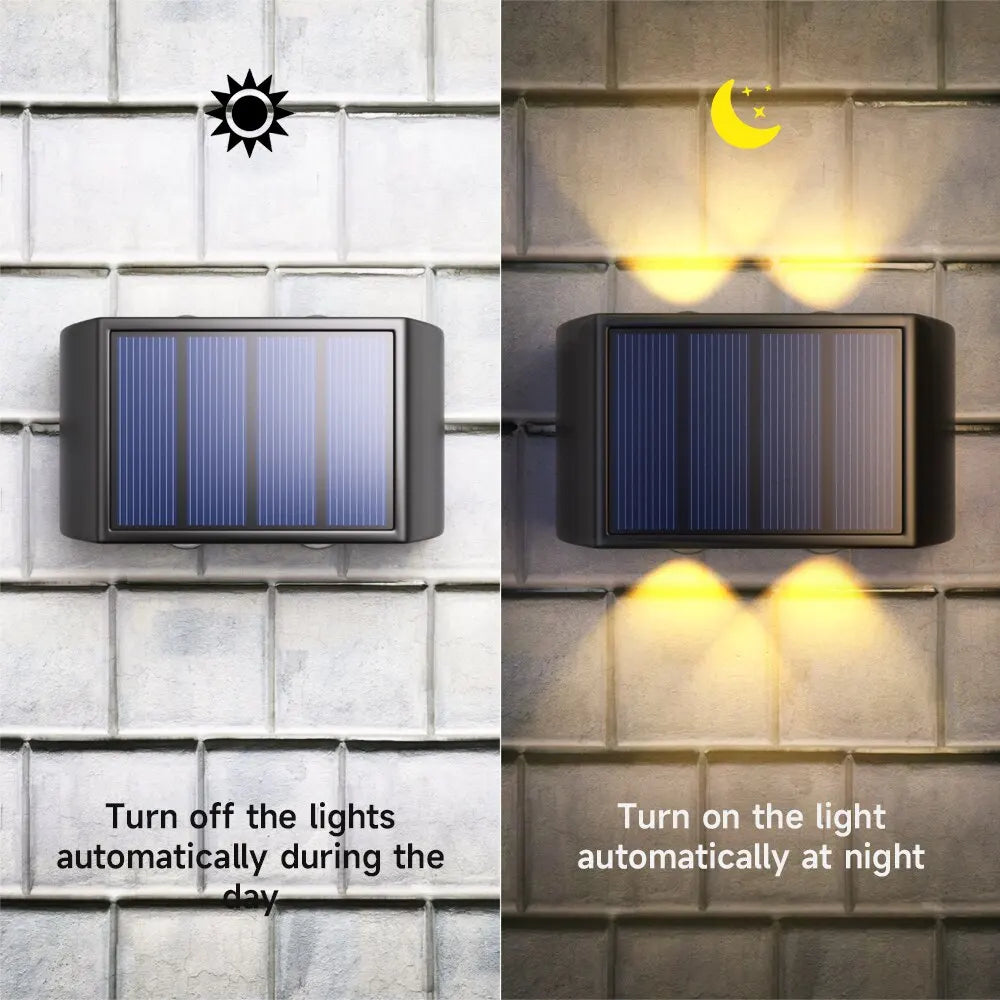 Solar Lights Outdoor 4LED 6LED 8LED Warm Light Waterproof Wall Lamp Up And Down Luminous Garden Decoration Outdoor Lights