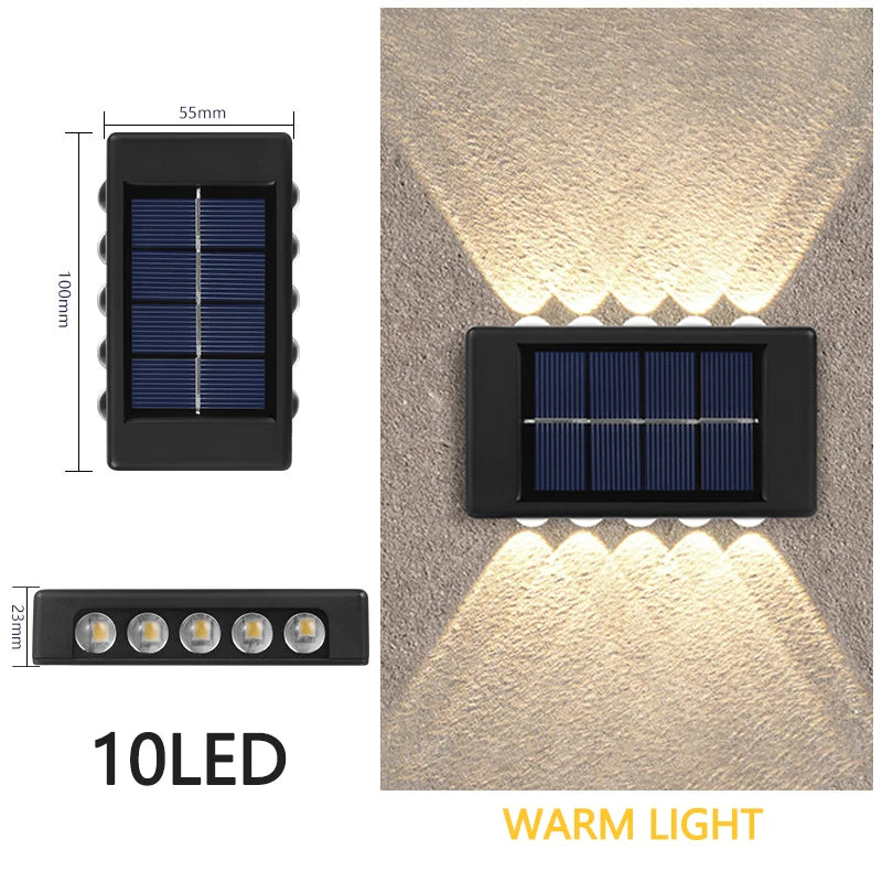 Solar Lights Outdoor 4LED 6LED 8LED Warm Light Waterproof Wall Lamp Up And Down Luminous Garden Decoration Outdoor Lights