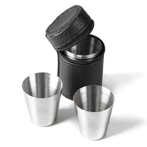 4-Piece Stainless Steel Travel Cup Set — Whiskey & Outdoor Drinkware Gift Set