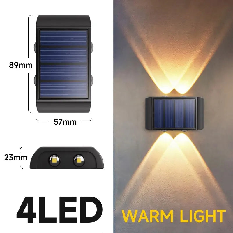 Solar Lights Outdoor 4LED 6LED 8LED Warm Light Waterproof Wall Lamp Up And Down Luminous Garden Decoration Outdoor Lights