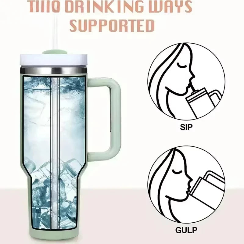 Insulated Tumbler with Handle and Straw Double Wall Thermal Iced Travel Mug for Car & Outdoor Use Perfect Gift for Coffee Lovers