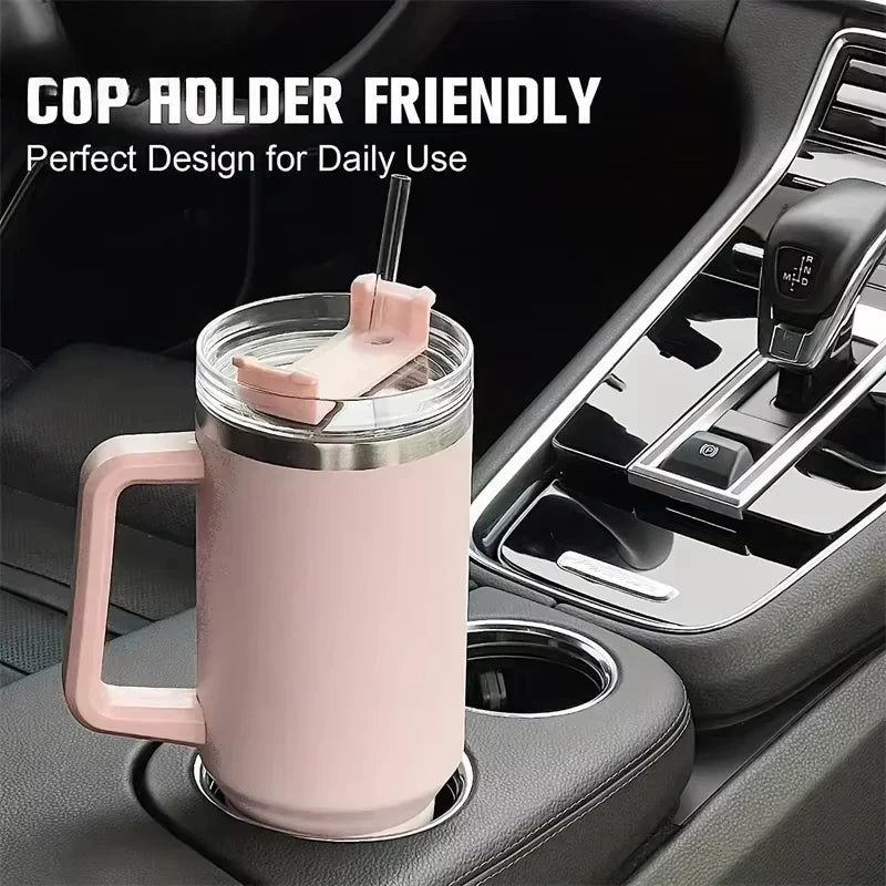 Insulated Tumbler with Handle and Straw Double Wall Thermal Iced Travel Mug for Car & Outdoor Use Perfect Gift for Coffee Lovers