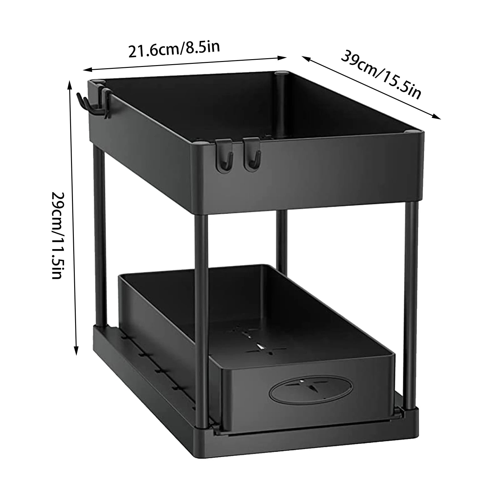 2-Tier Under Sink Sliding Storage Organizer – Pull-Out Kitchen Cabinet Rack