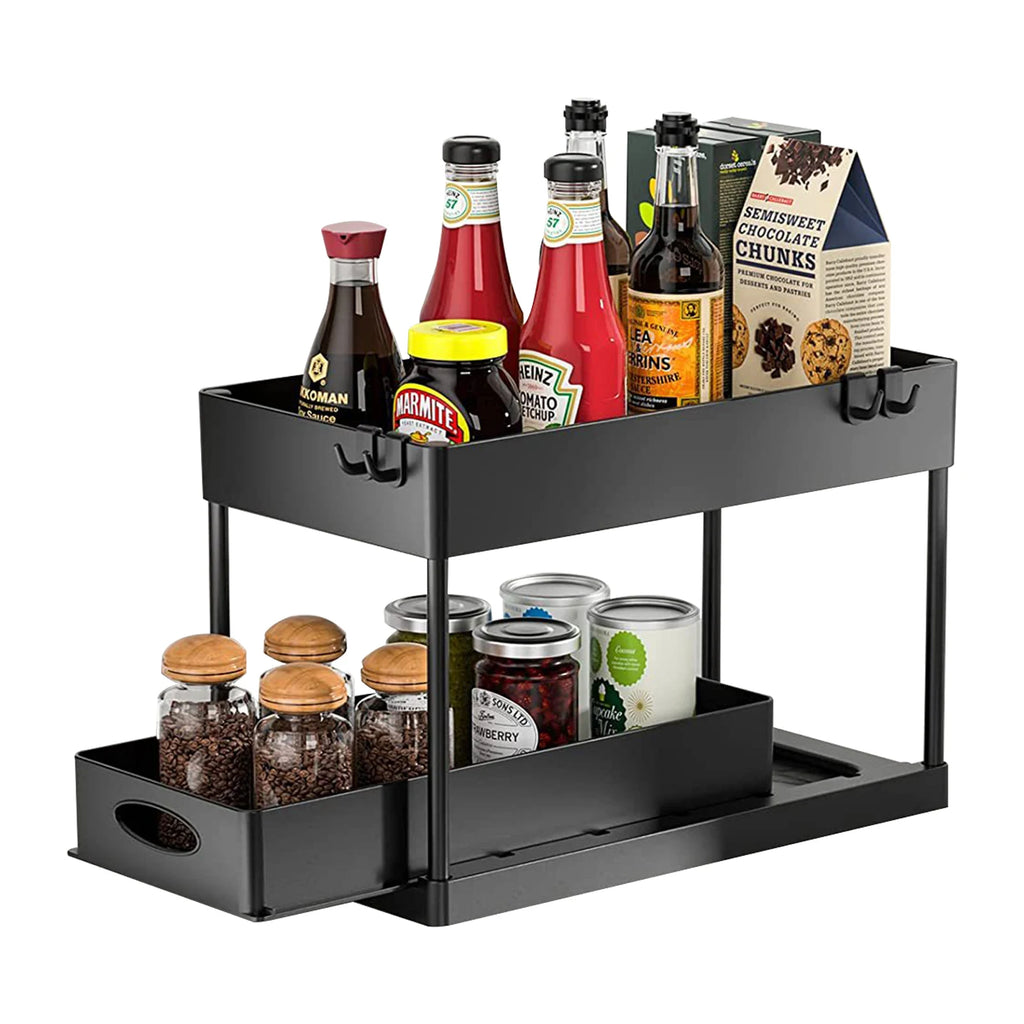 2-Tier Under Sink Sliding Storage Organizer – Pull-Out Kitchen Cabinet Rack