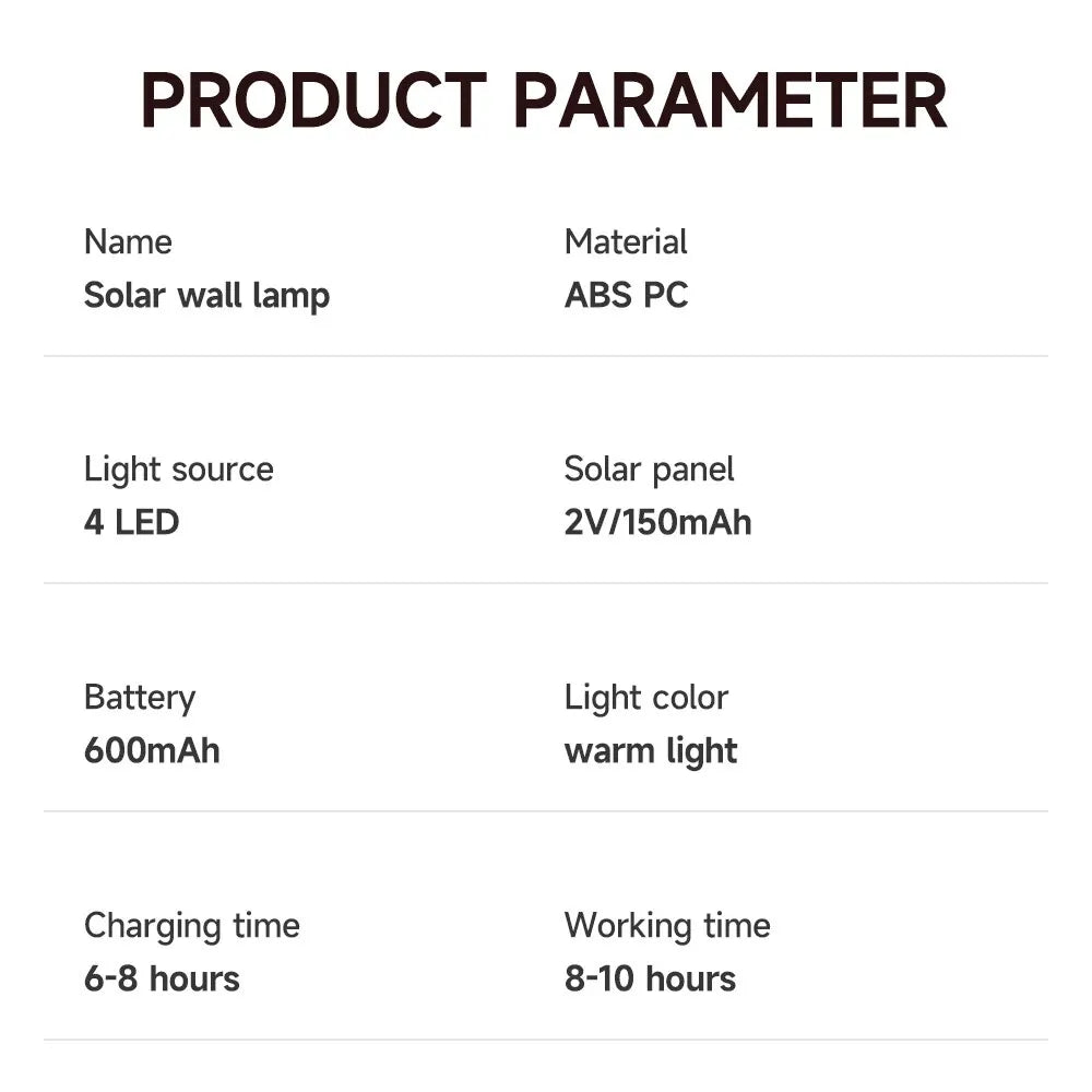 Solar Lights Outdoor 4LED 6LED 8LED Warm Light Waterproof Wall Lamp Up And Down Luminous Garden Decoration Outdoor Lights