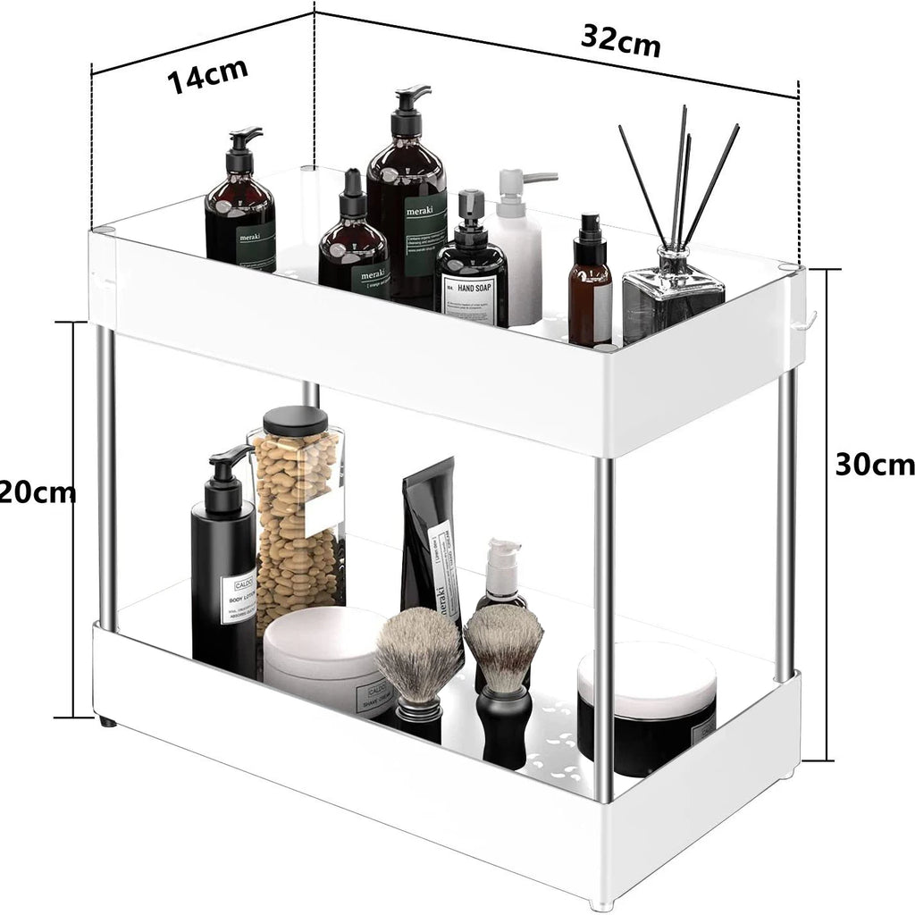 2-Tier Under Sink Sliding Storage Organizer – Pull-Out Kitchen Cabinet Rack