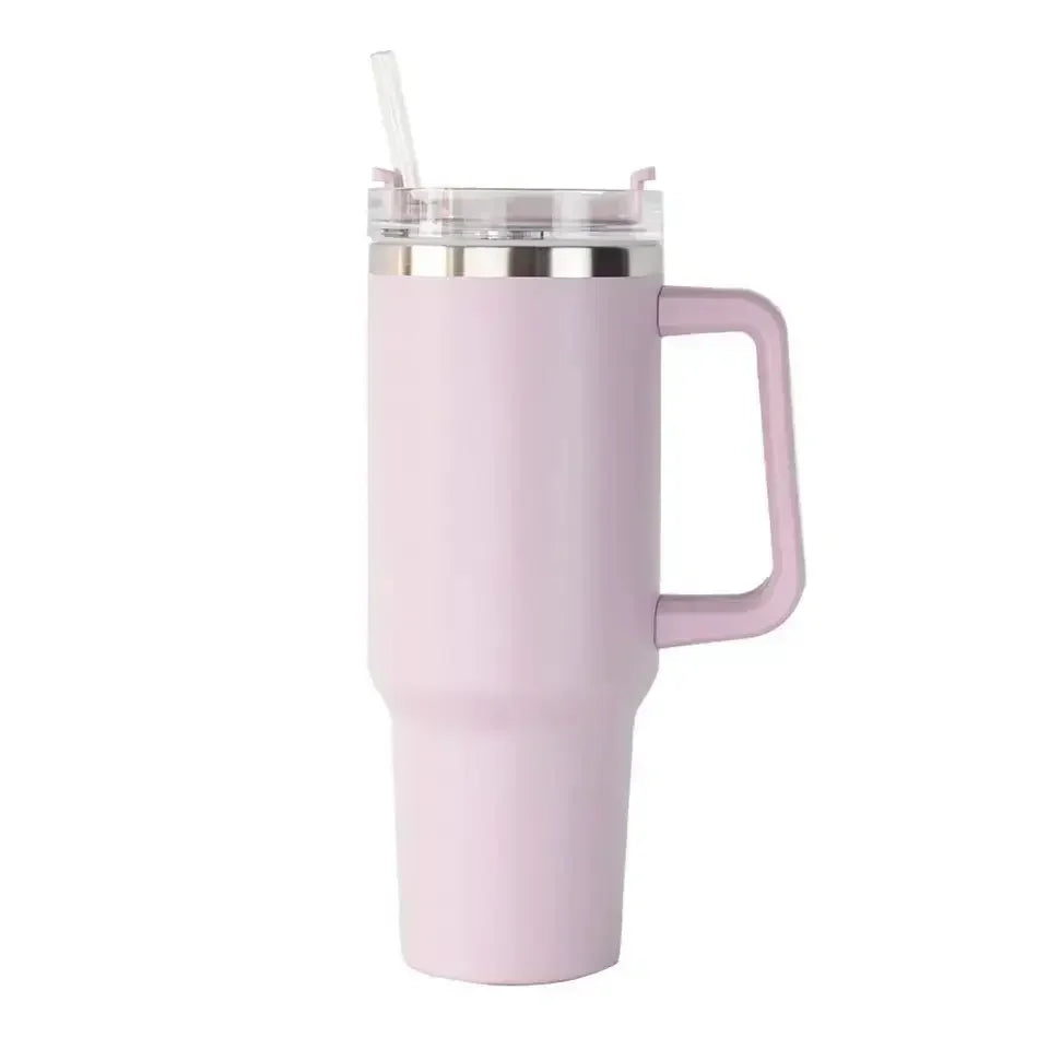 Insulated Tumbler with Handle and Straw Double Wall Thermal Iced Travel Mug for Car & Outdoor Use Perfect Gift for Coffee Lovers