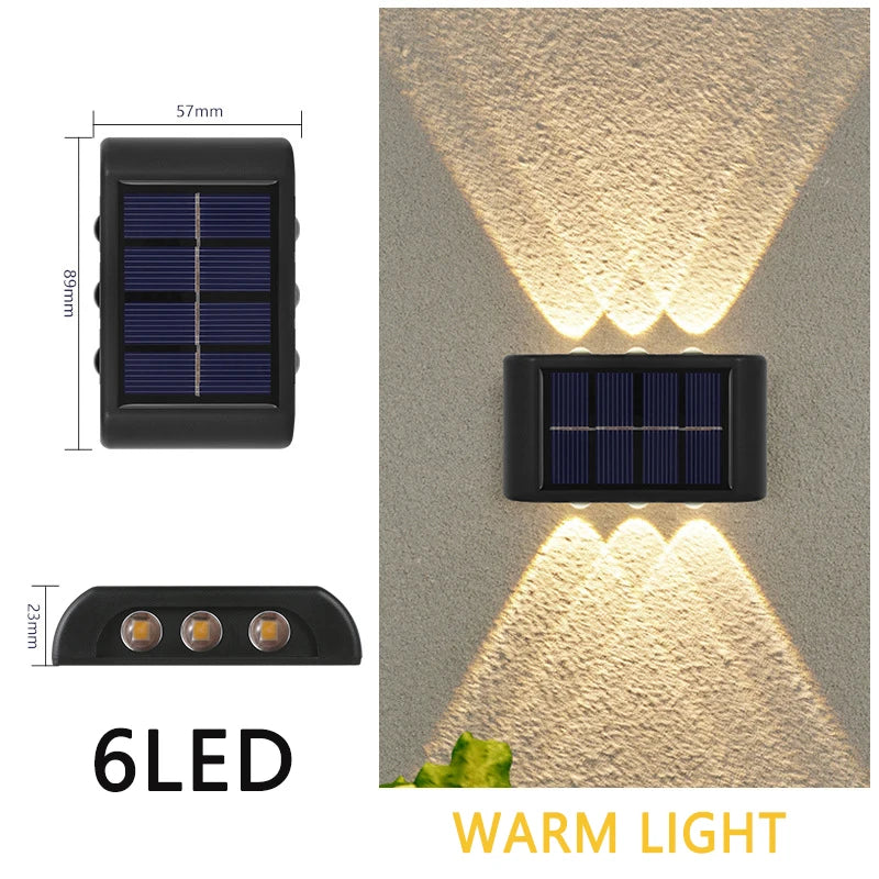 Solar Lights Outdoor 4LED 6LED 8LED Warm Light Waterproof Wall Lamp Up And Down Luminous Garden Decoration Outdoor Lights