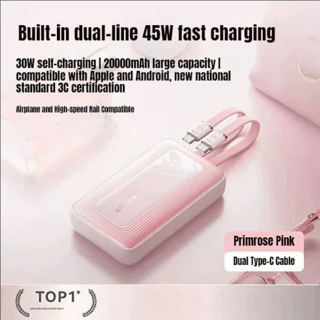 ANKER A110M 45W Fast Charging 20000mah Portable Power Bank Built-in Dual USB-C Cables Flight Approved For iPhone 17 PowerBank